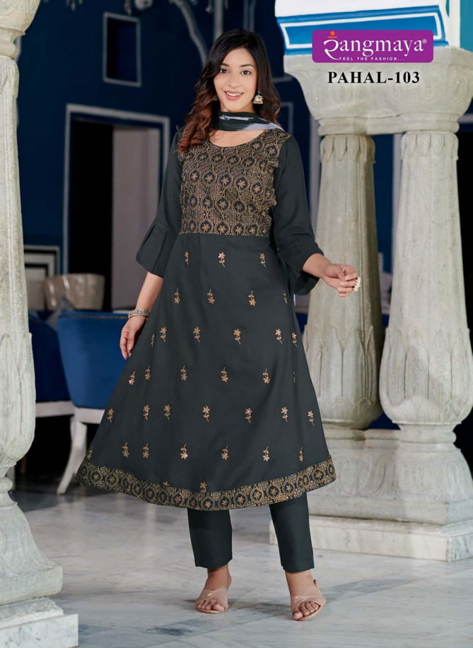 Pahal By Rangmaya Rayon Kurti With Bottom Dupatta Suppliers In India